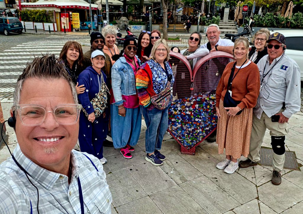 Group selfie at the harbor waterfront