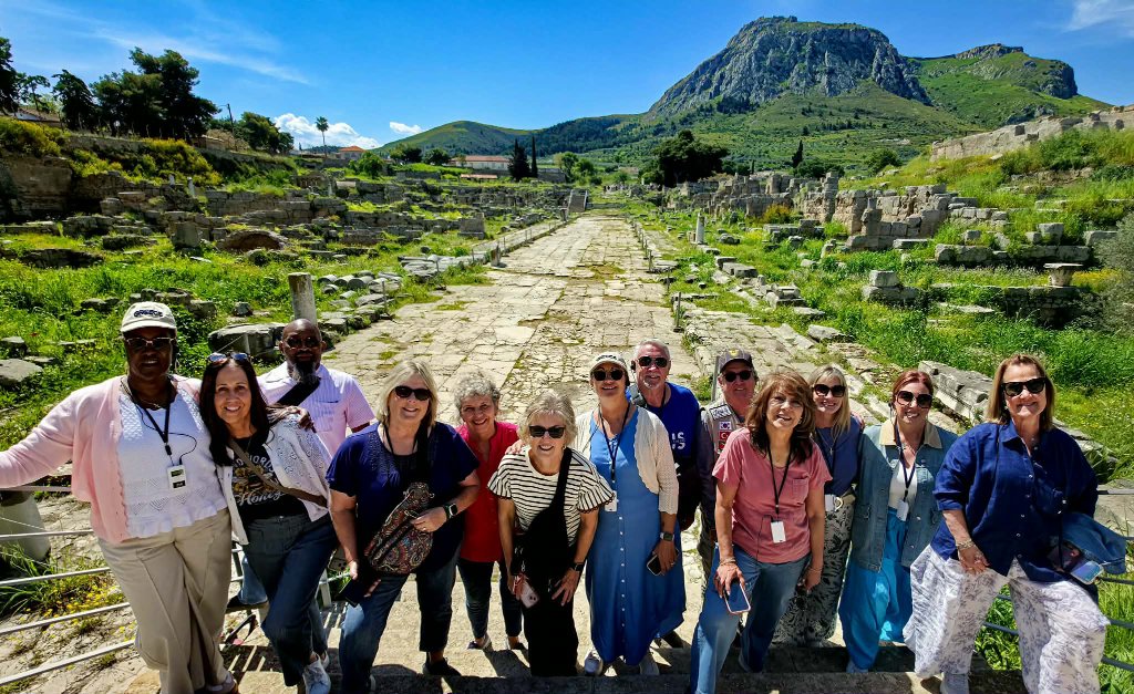 Group on the ancient road at Corinth