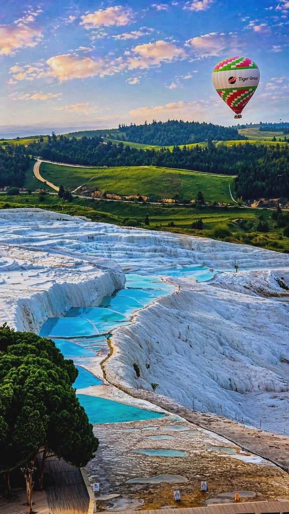 Hot air balloons over Pamukkale