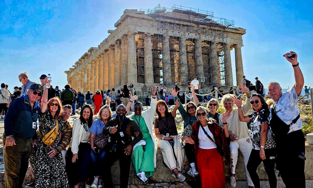 Whole group at the Parthenon — Athens Acropolis