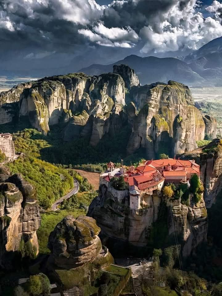 Meteora Monasteries — dramatic aerial view