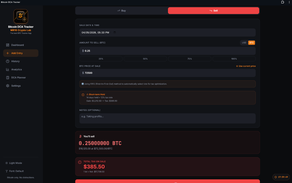 Sell BTC