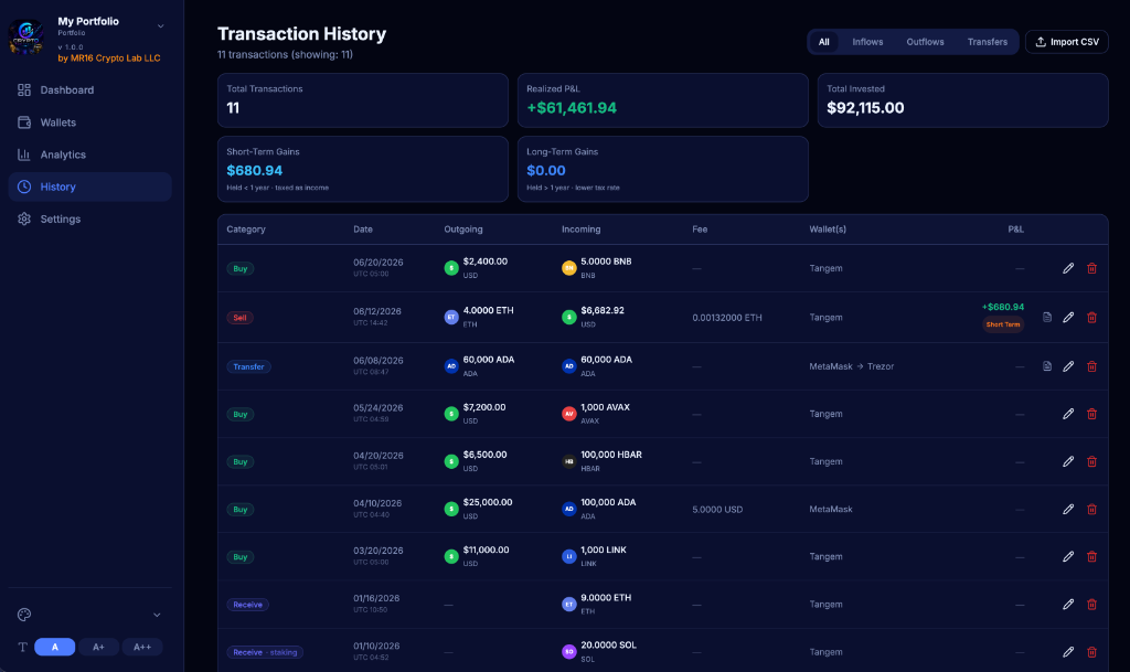 Transaction History