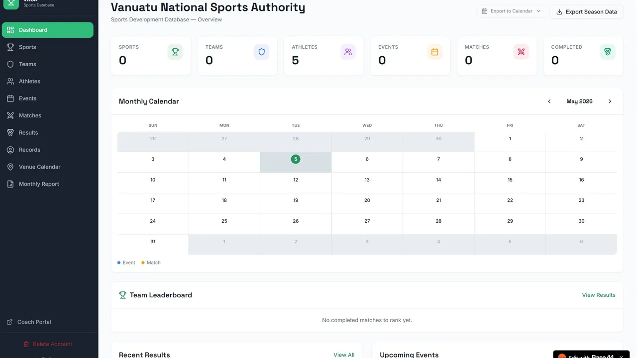 Vanuatu Sports Vault template preview