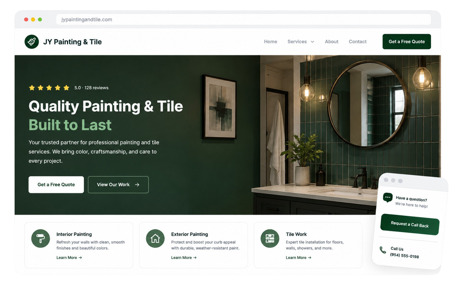 JY Painting & Tile website mockup