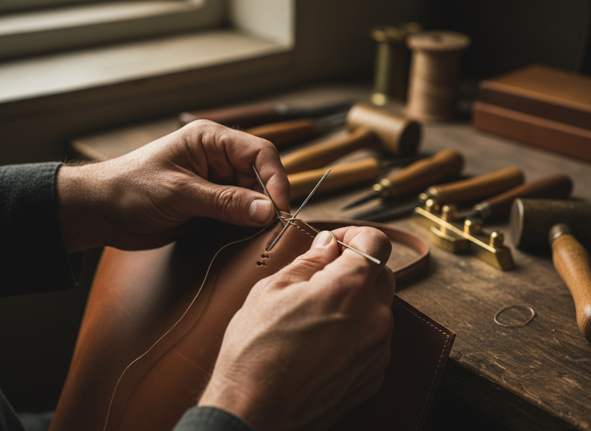 Craftsman stitching leather