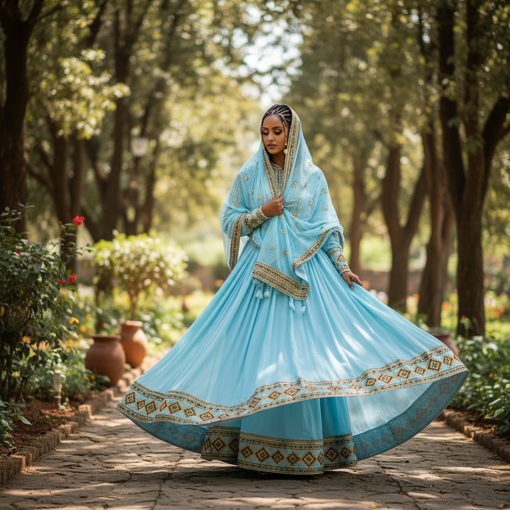 Lemlem Chiffon Habesha Dress – Habesha Kemis, Dire Dawa | TibebShop