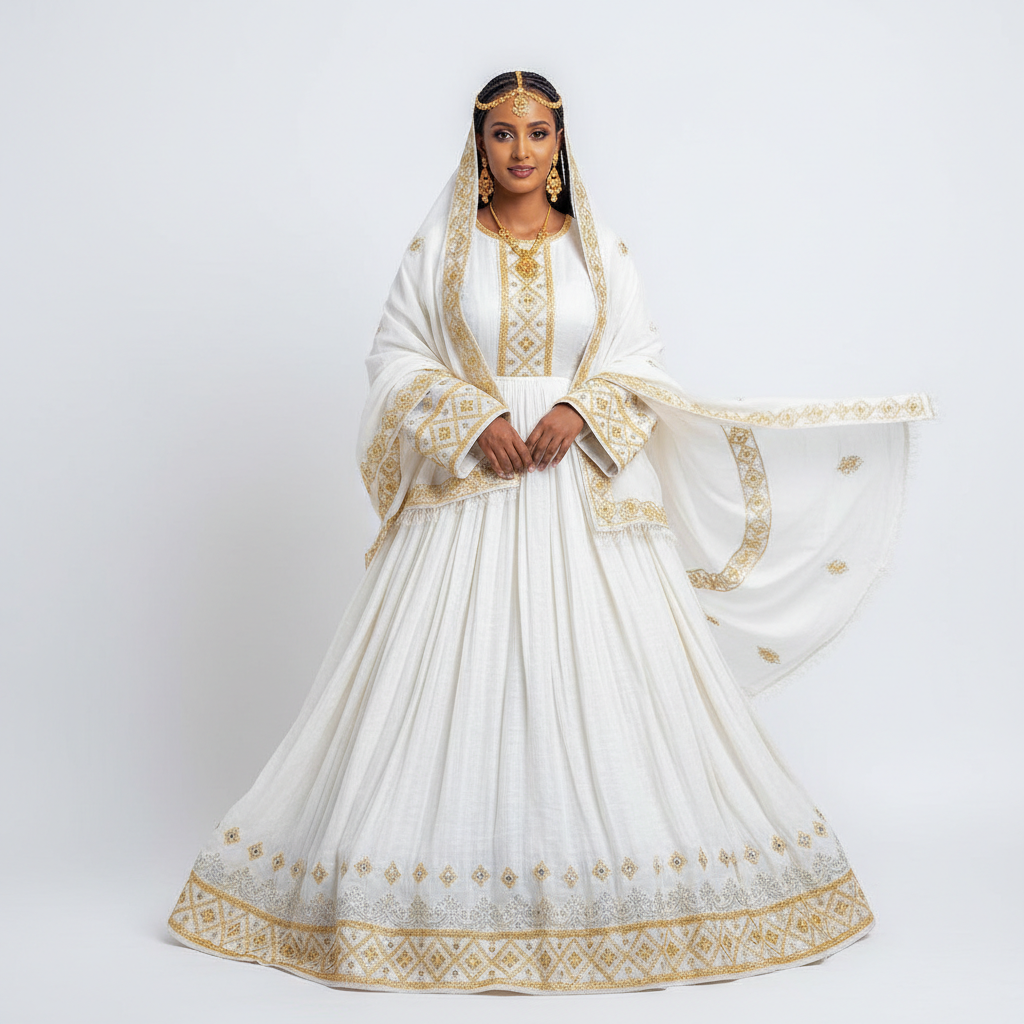 Amarech Bridal Habesha Wedding Dress – Habesha Kemis, Addis Ababa | TibebShop