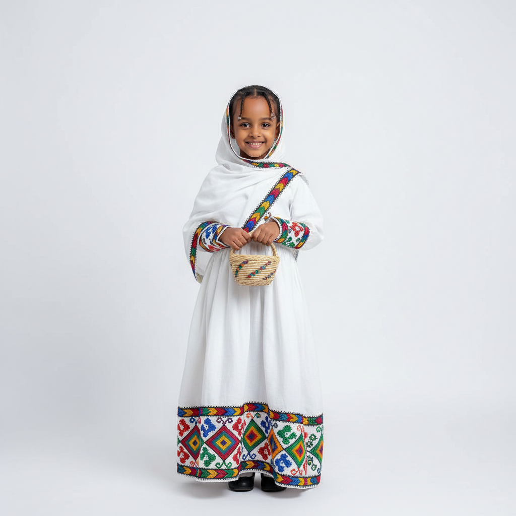 Kids Habesha Kemis – Traditional Ethiopian Children's Dress – Habesha Kemis, Addis Ababa | TibebShop