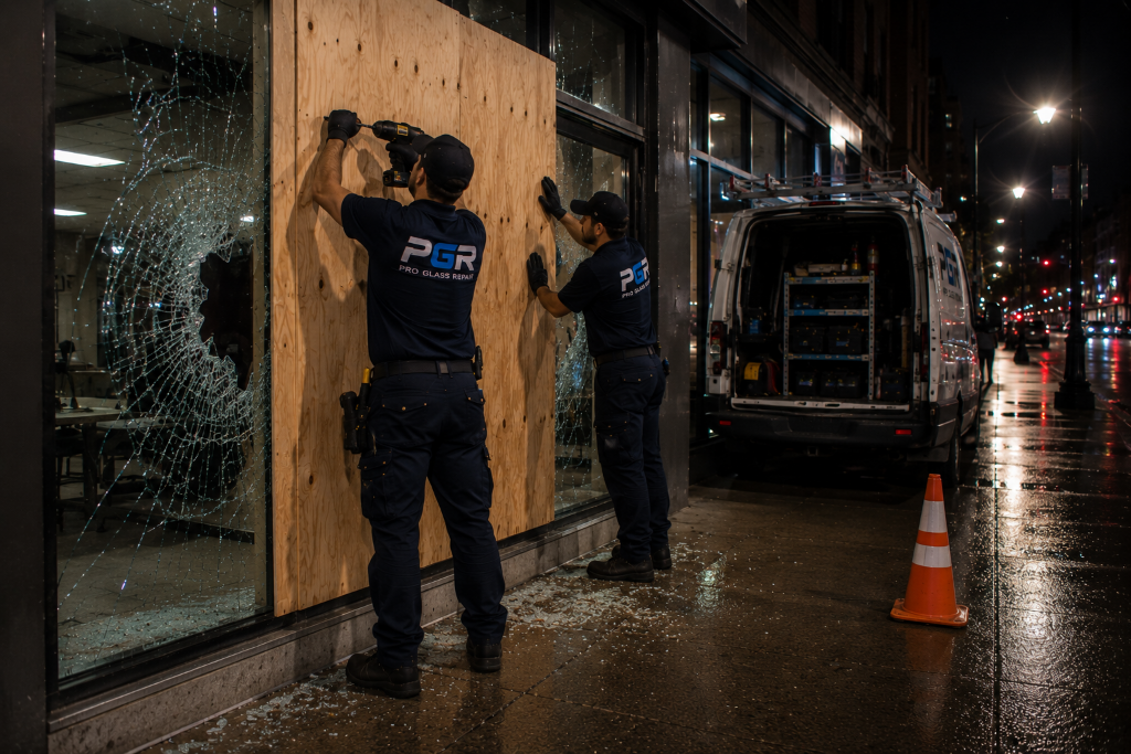 Overnight emergency board-up service