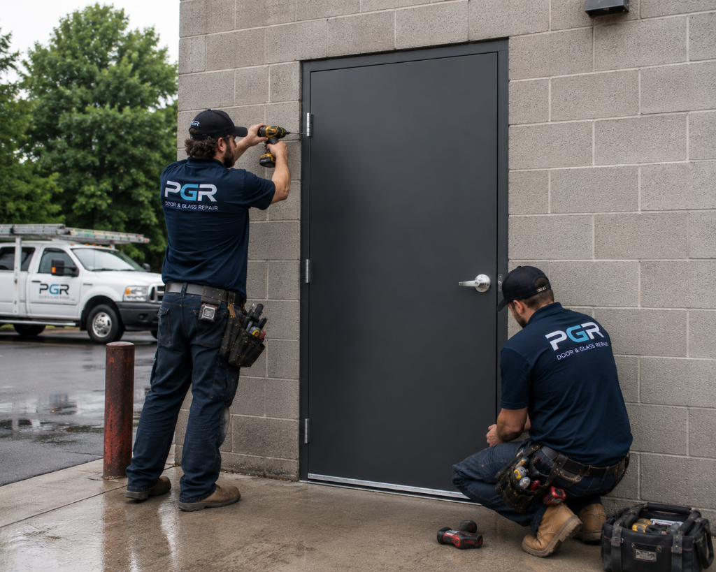 Commercial door installation
