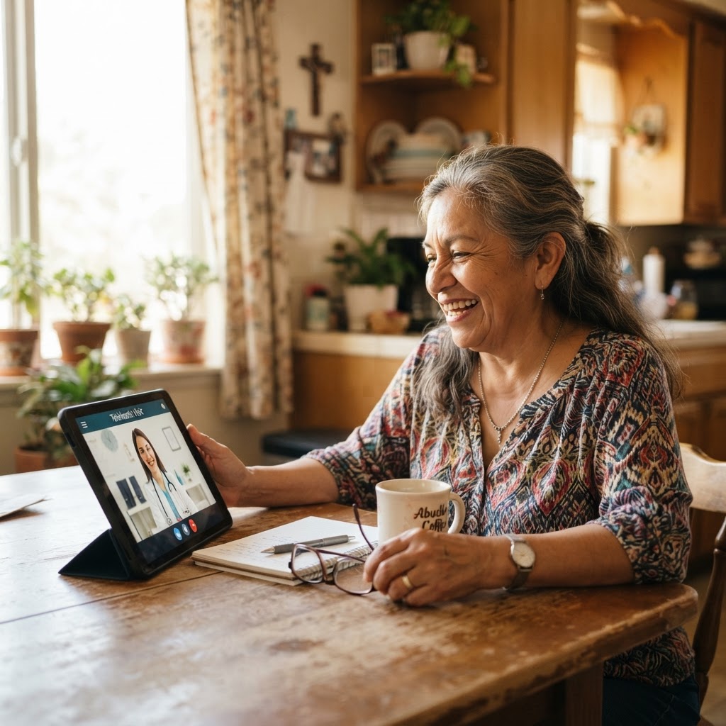 A clinician supporting a member in a multilingual telehealth visit