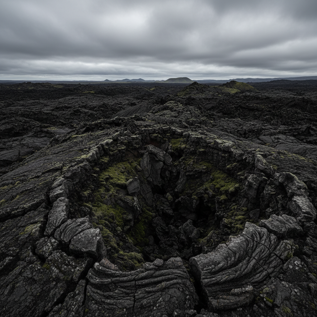 Volcanic lava terrain in Mývatn