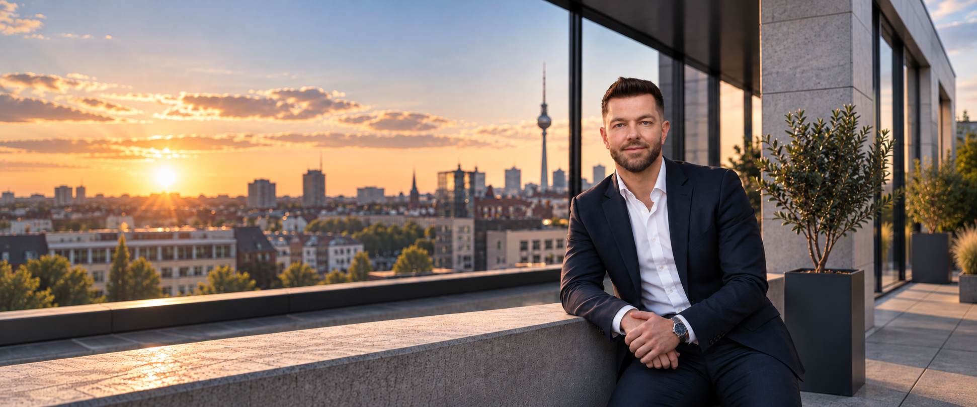 Berlin Skyline bei Sonnenuntergang