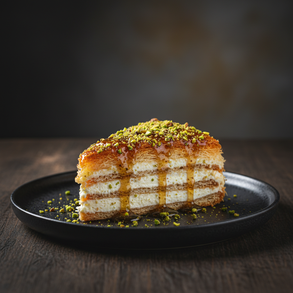 Pistachio Kunafa Cake