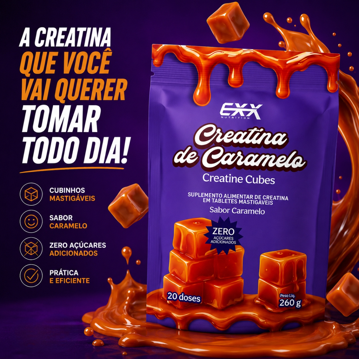 Como consumir Creatina de Caramelo Exx Nutrition