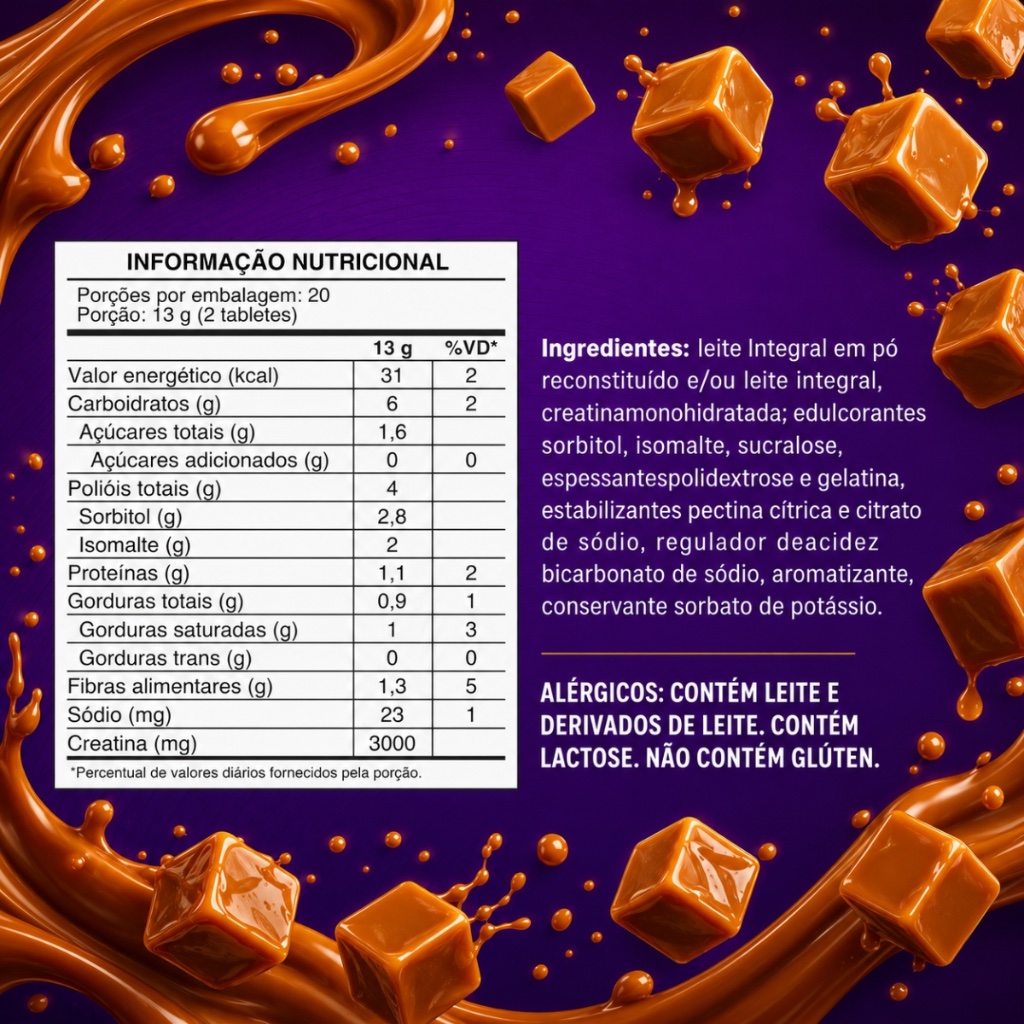 Tabela nutricional Creatina de Caramelo