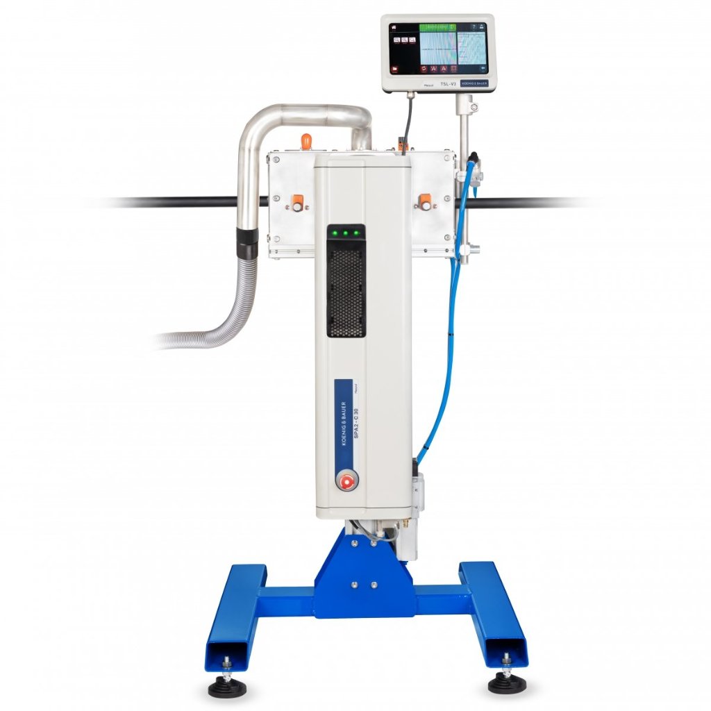 A marking station for rubber cables on an extrusion line
