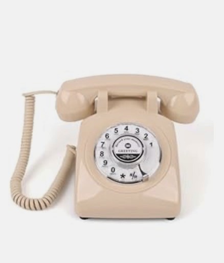 Sand & Tell — vintage rotary phone in #C8B89A finish
