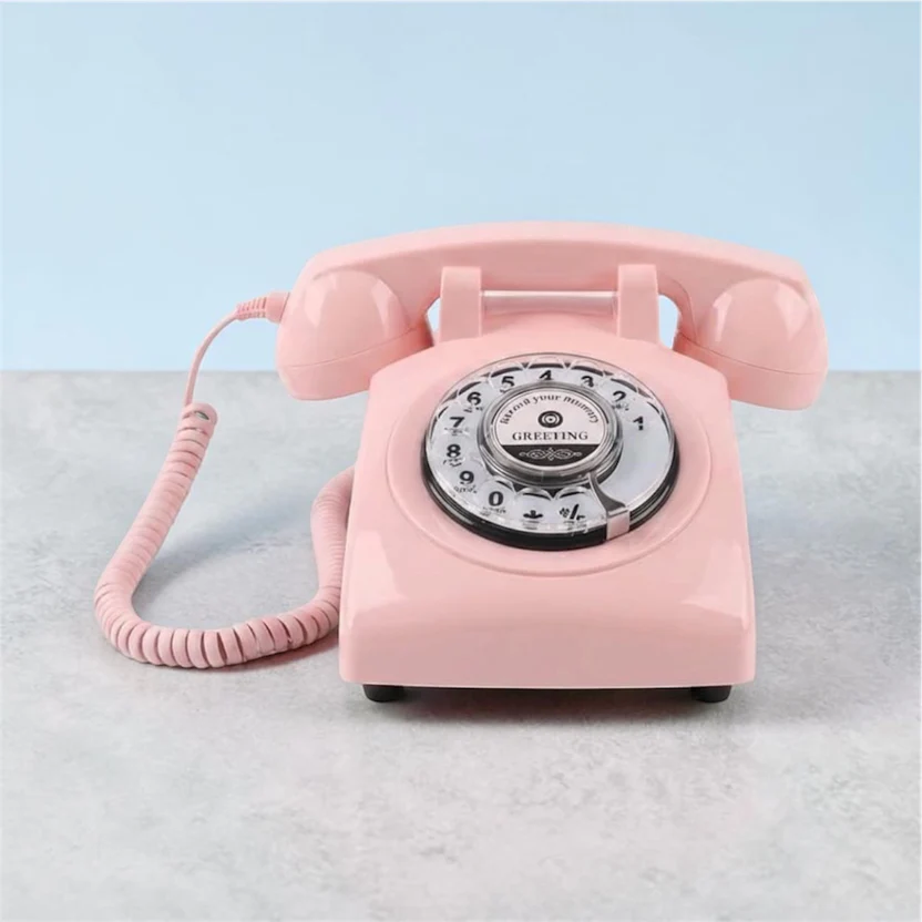 Blush Babe — vintage rotary phone in #E8B4B8 finish