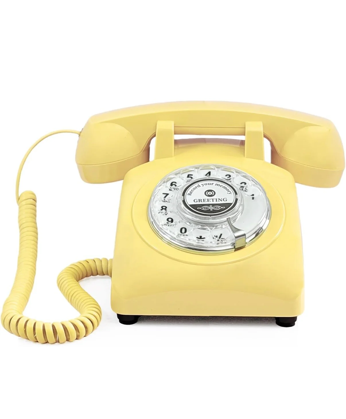 Sunshine Hotline — vintage rotary phone in #E8C547 finish