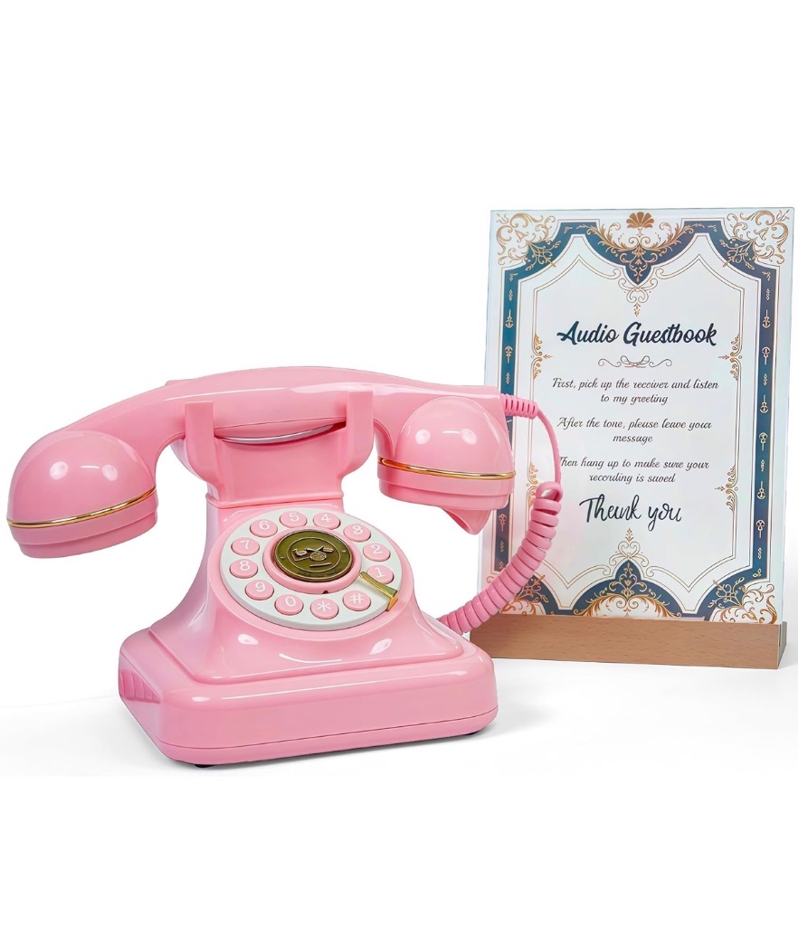 Petal Pink — vintage rotary phone in #F4A7B9 finish