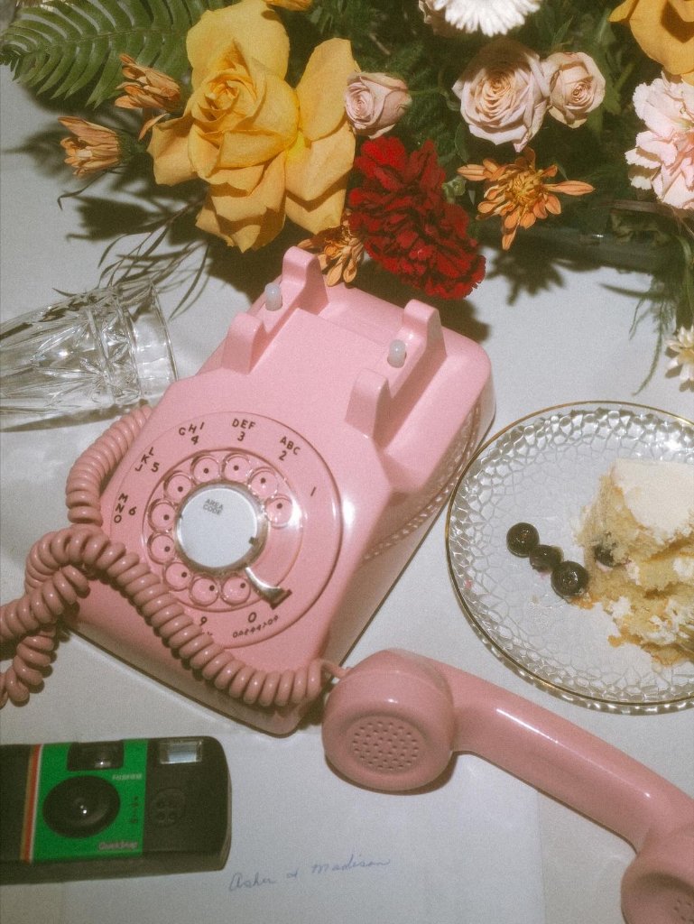 Pastel pink at the reception table