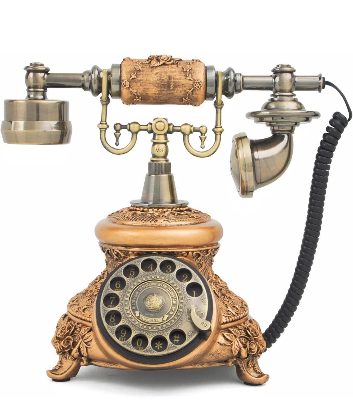 Golden Gossip — vintage rotary phone in #B89354 finish