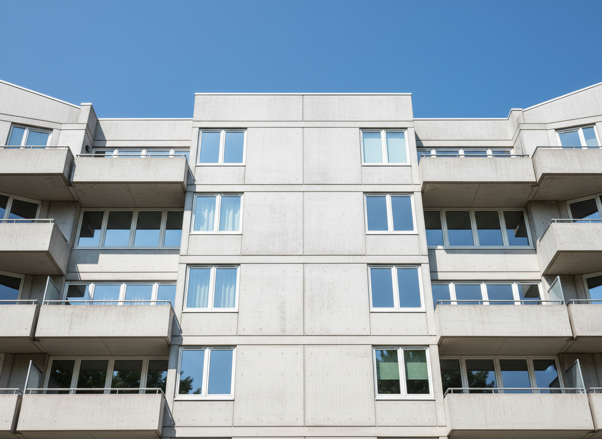 Modern Nederlands appartementengebouw met strakke gevel