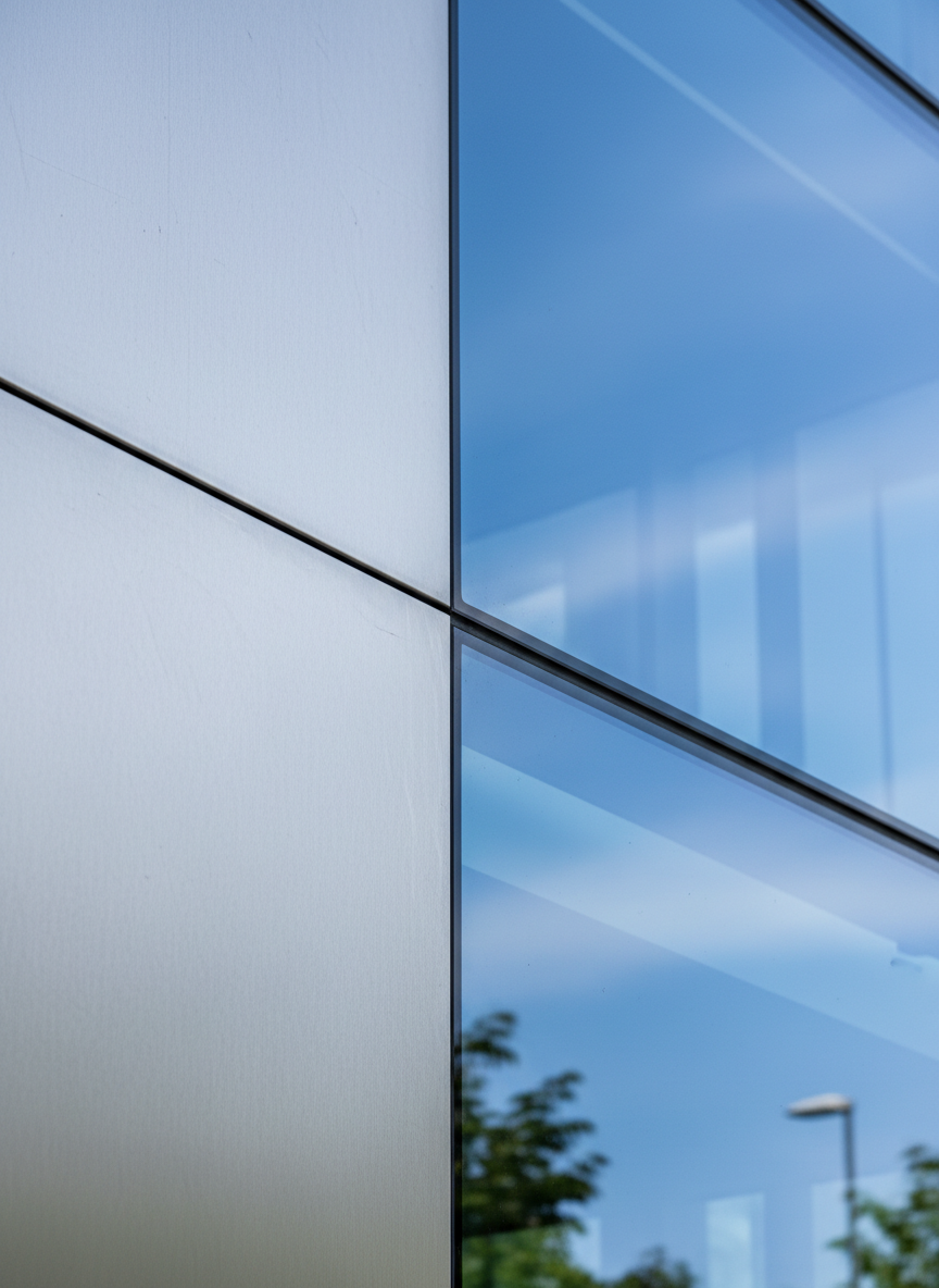 Moderne architectuur — gebouw gevel met staal en glas