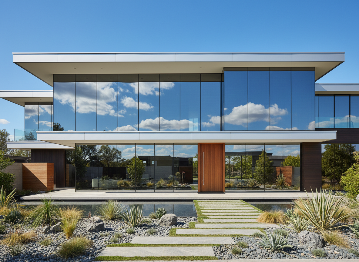 Maison avec film miroir
