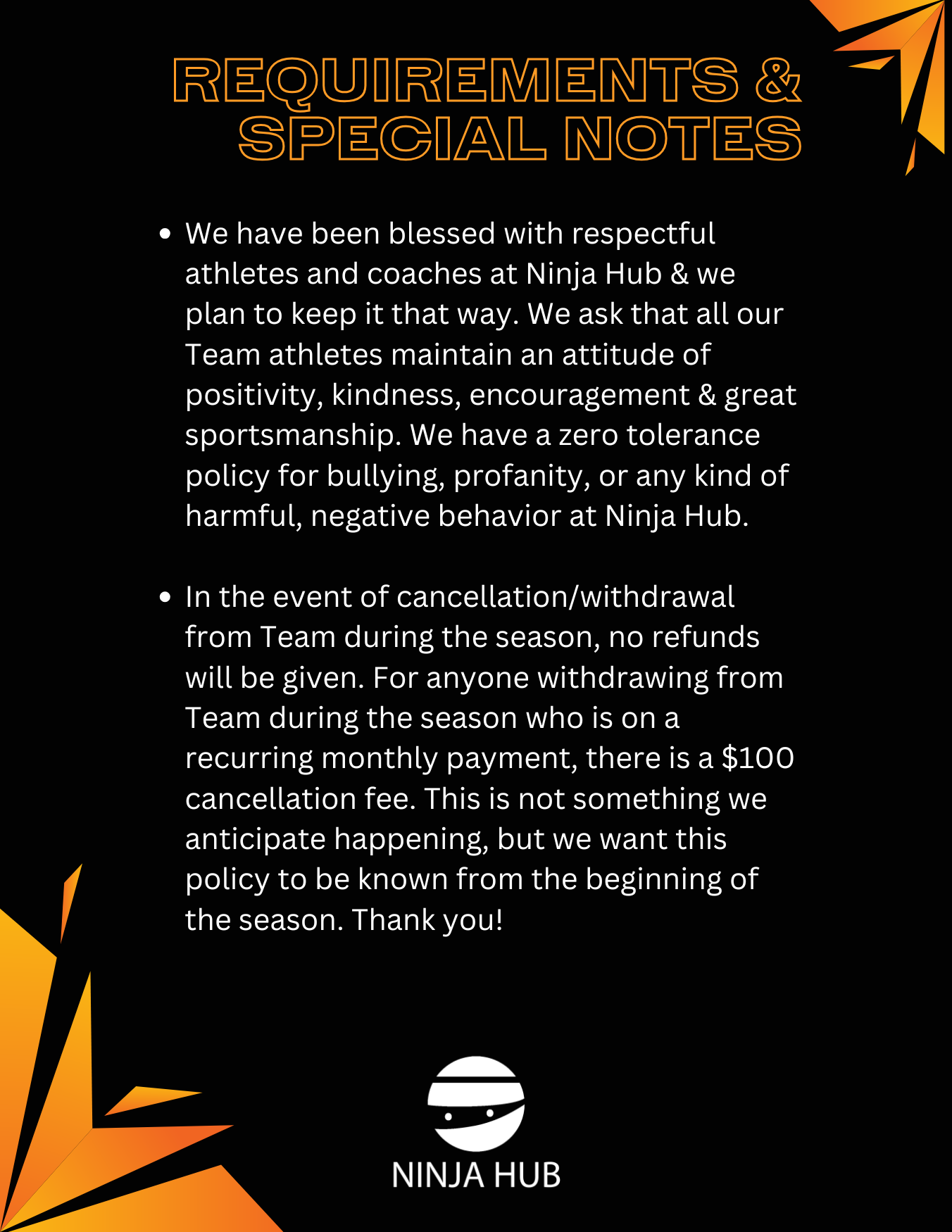 Ninja Hub Team Season 8 info — section 11