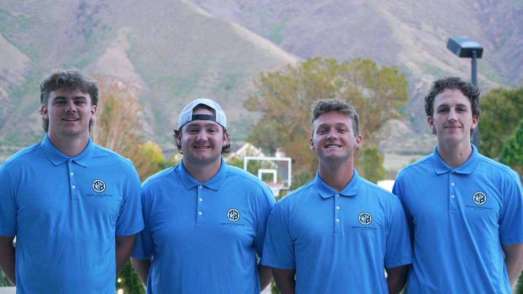 The Concrete Bro team in baby blue polo shirts