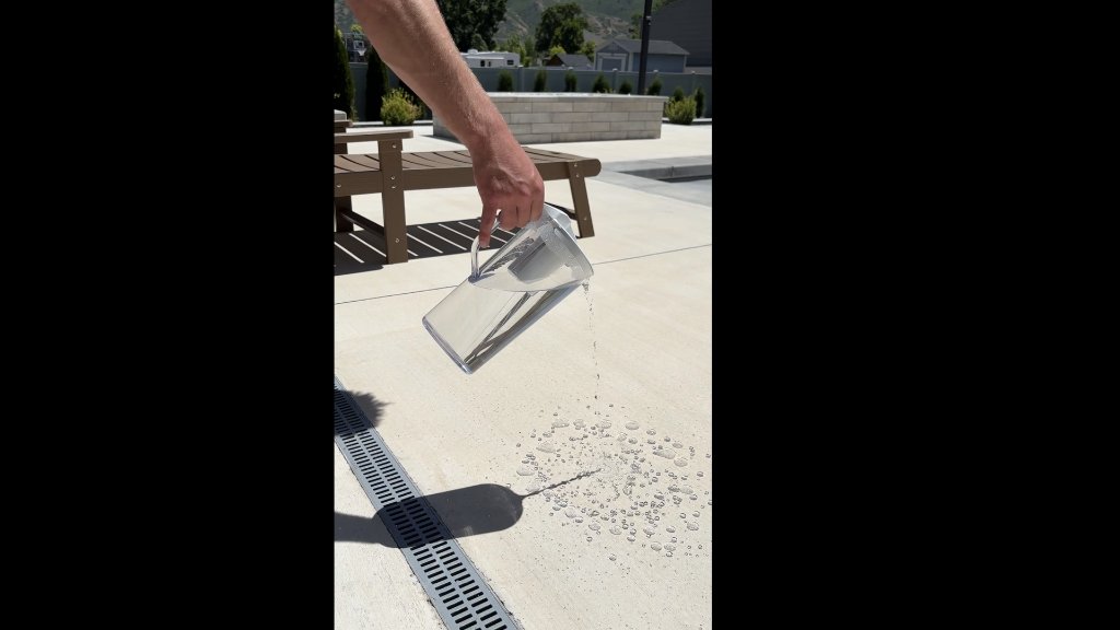 Water beading on sealed concrete after sealing