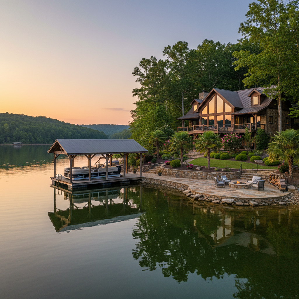 Luxury vacation home with private dock on a West Tennessee lake protected by Sentinel Estate Care property management