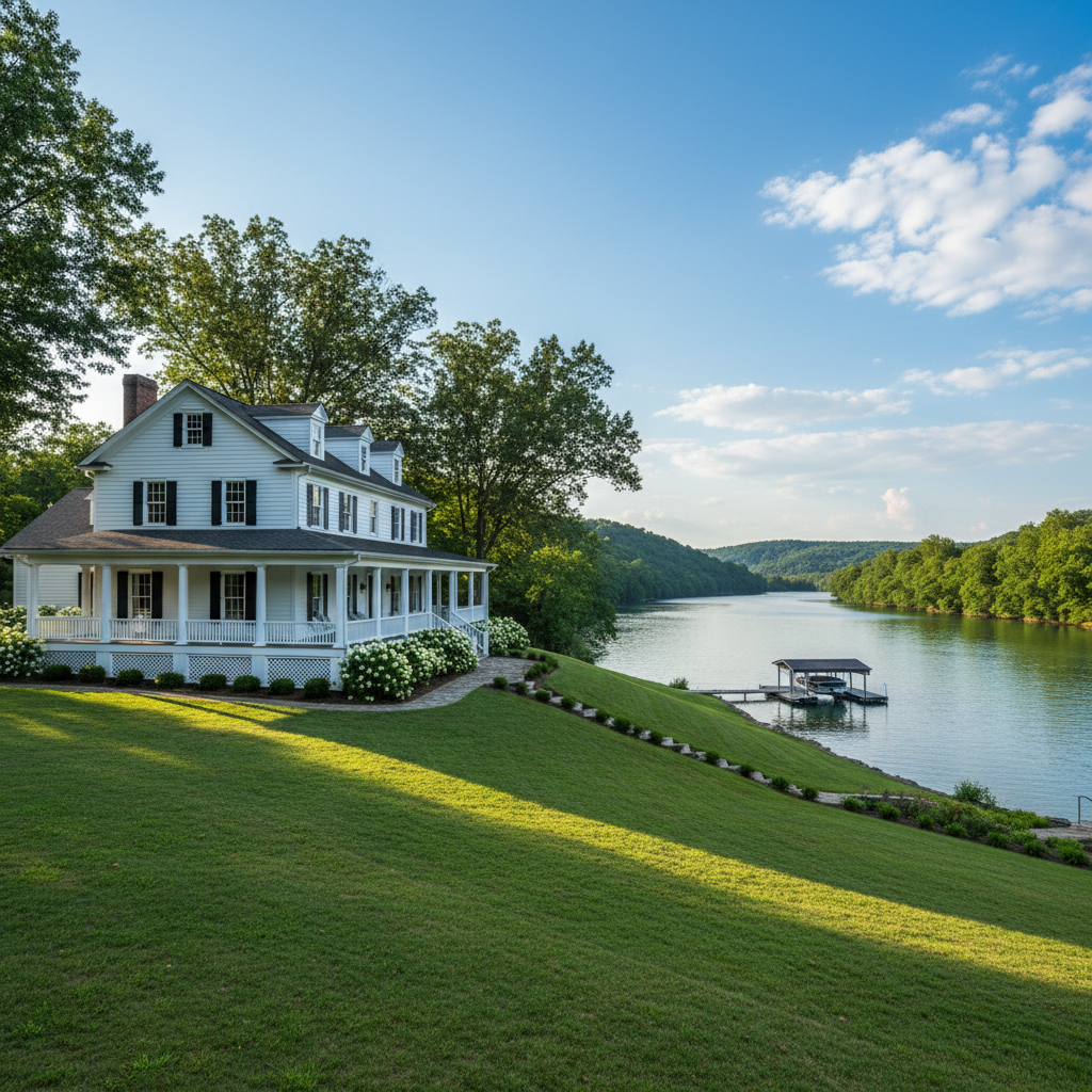 Elegant riverfront home on the Tennessee River near Savannah TN managed by Sentinel Estate Care