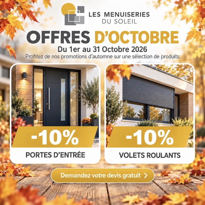 Offres d'octobre - -10% sur les portes d'entrée et les volets roulants