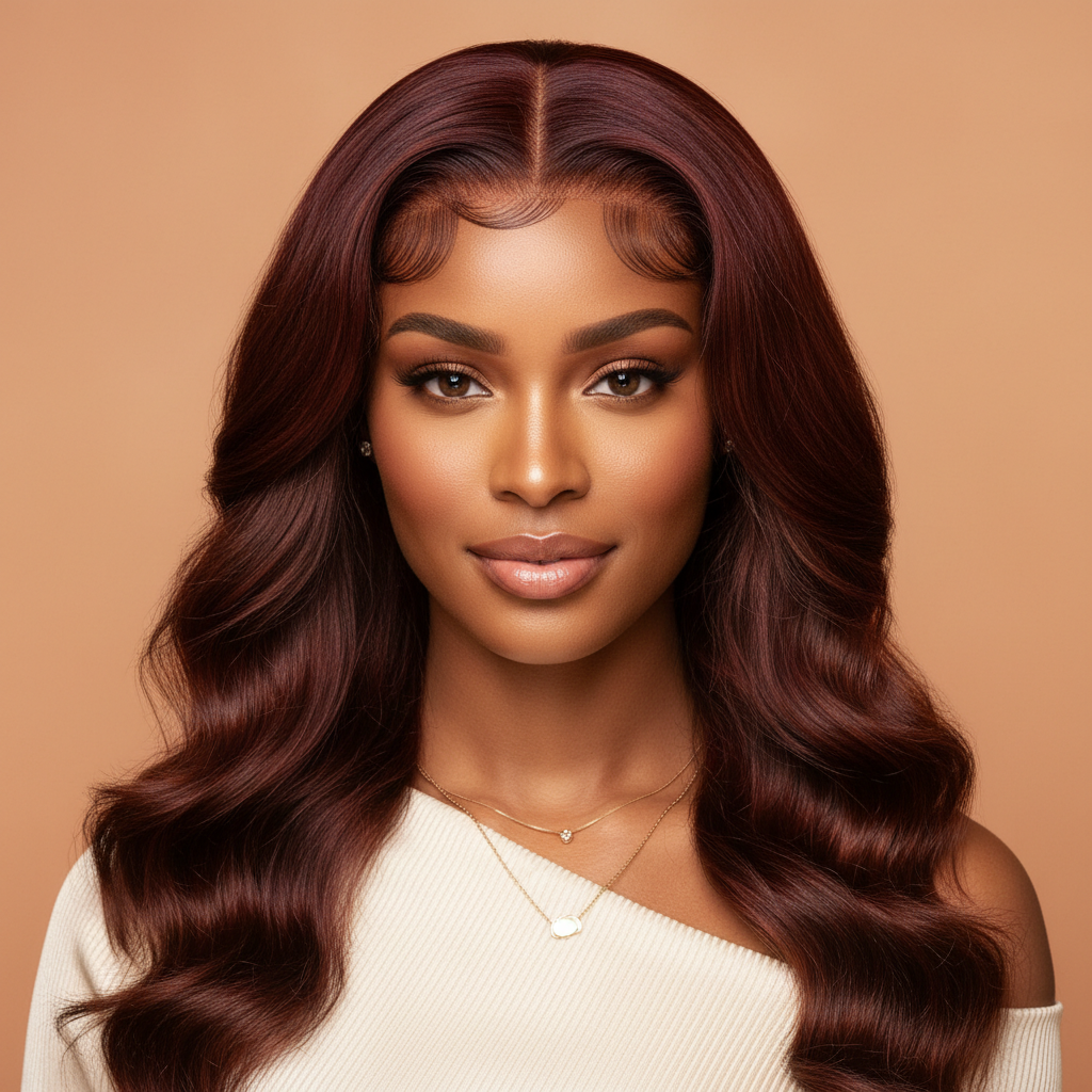 Model with flawless lace front wig finish, styled and ready for everyday wear