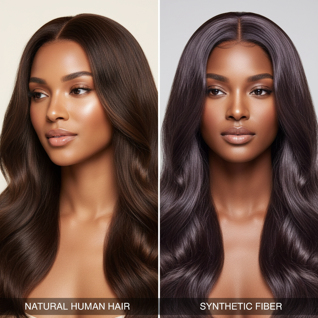Confident woman wearing natural-looking Indian Remy human hair lace front wig