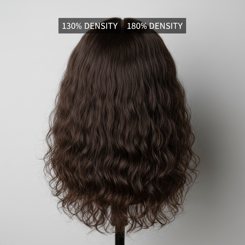 180% density deep wave human hair wig showing dramatic glamorous volume
