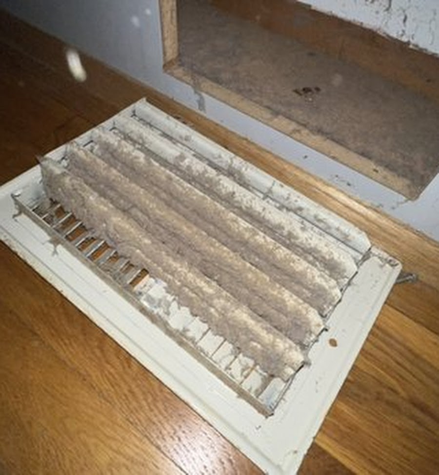 Duct system — extremely dirty ductwork before cleaning