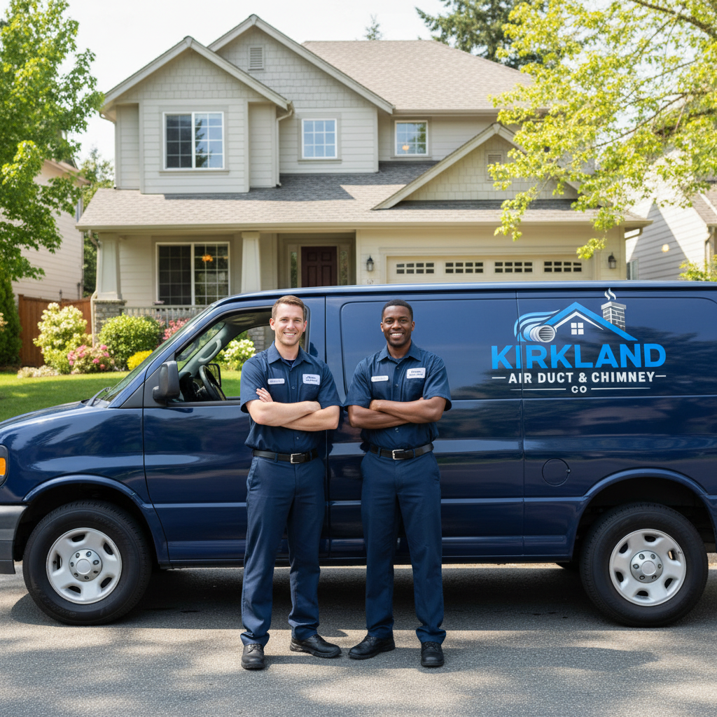 Professional air duct cleaning technician servicing a home in Kirkland WA