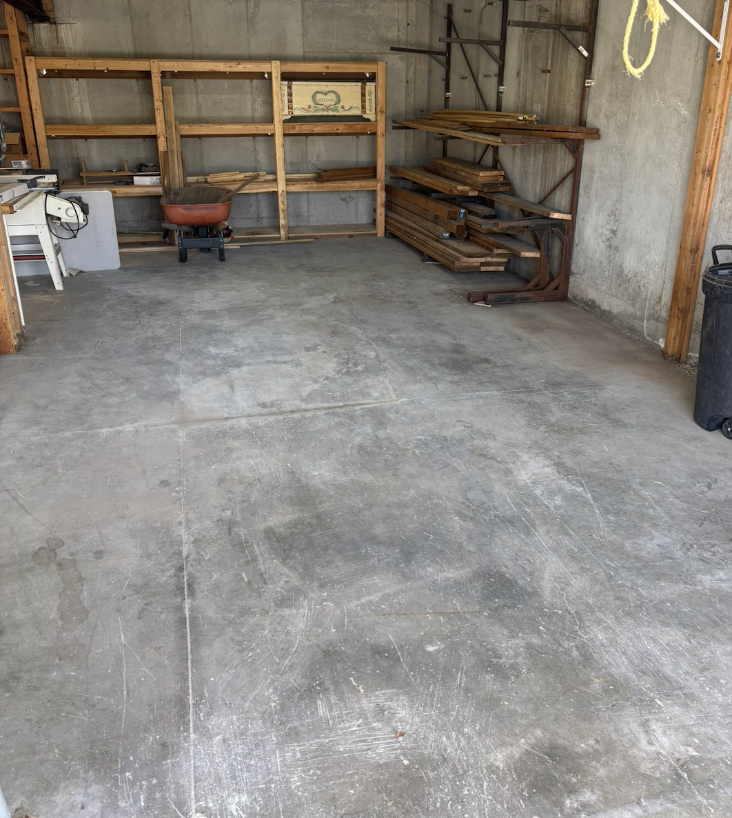 Garage workspace after