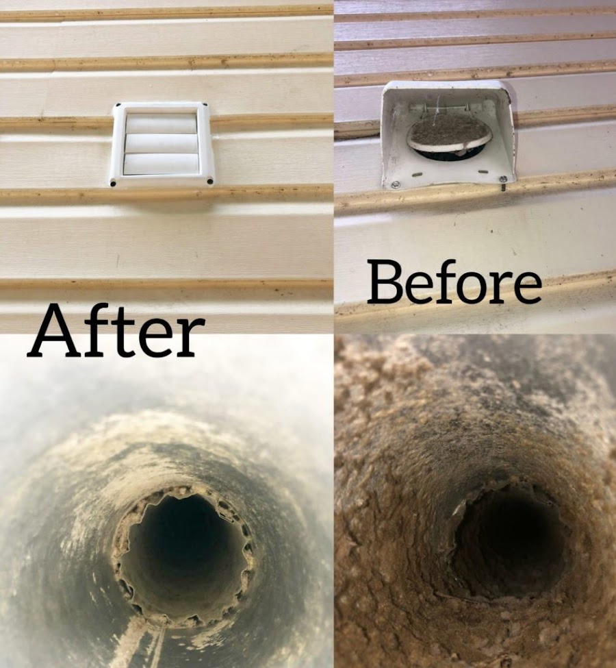 Dryer vent cleaning before and after comparison