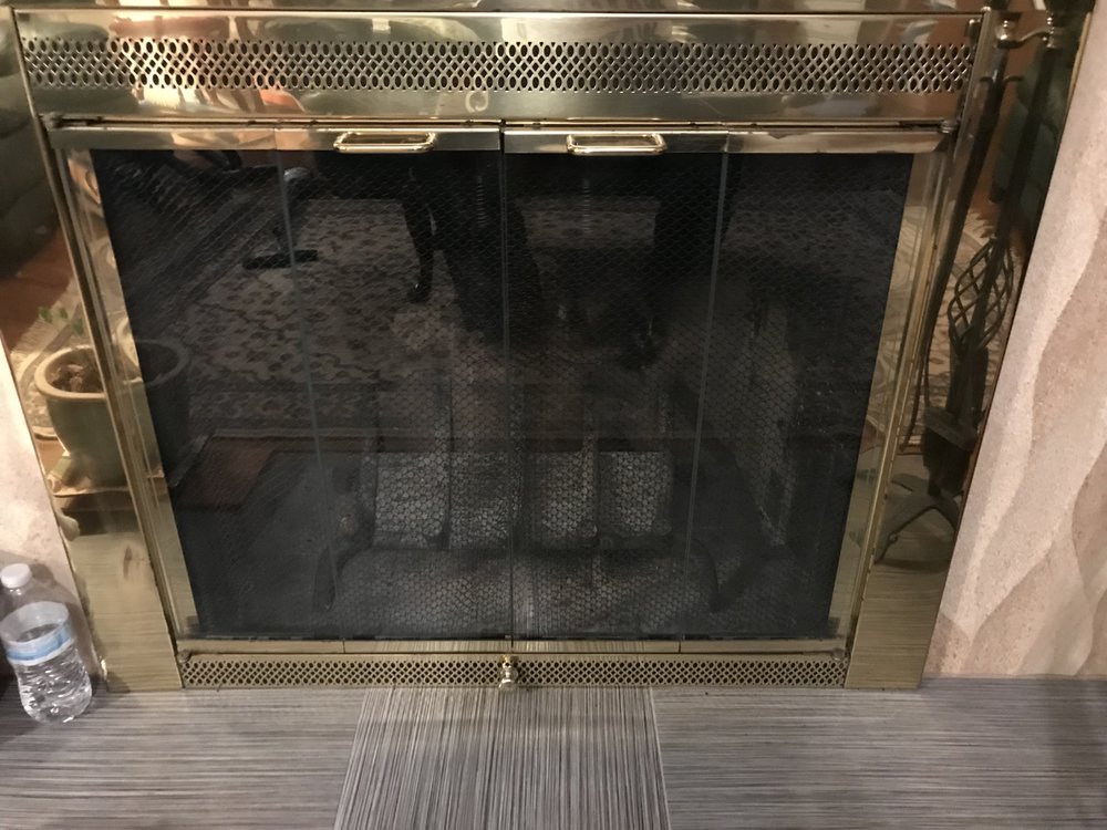 Brass fireplace doors - inspection and cleaning