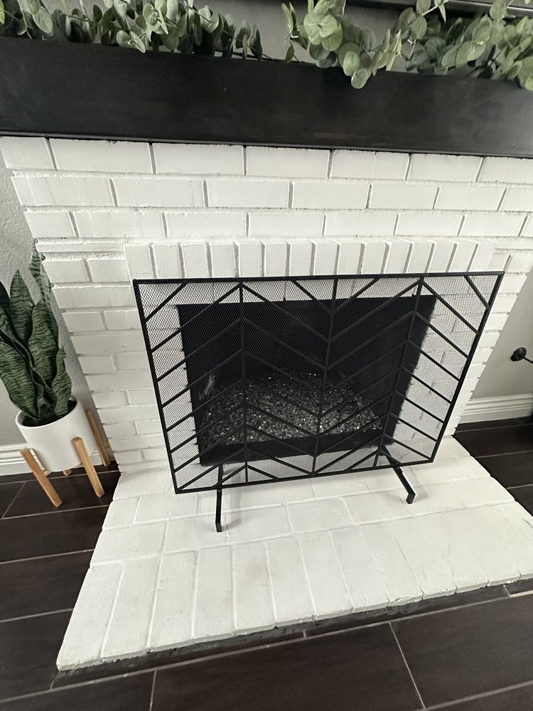 White brick fireplace - before sweep