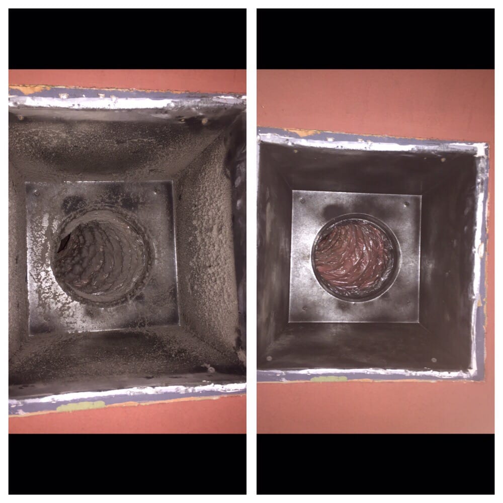 Air duct before and after cleaning comparison