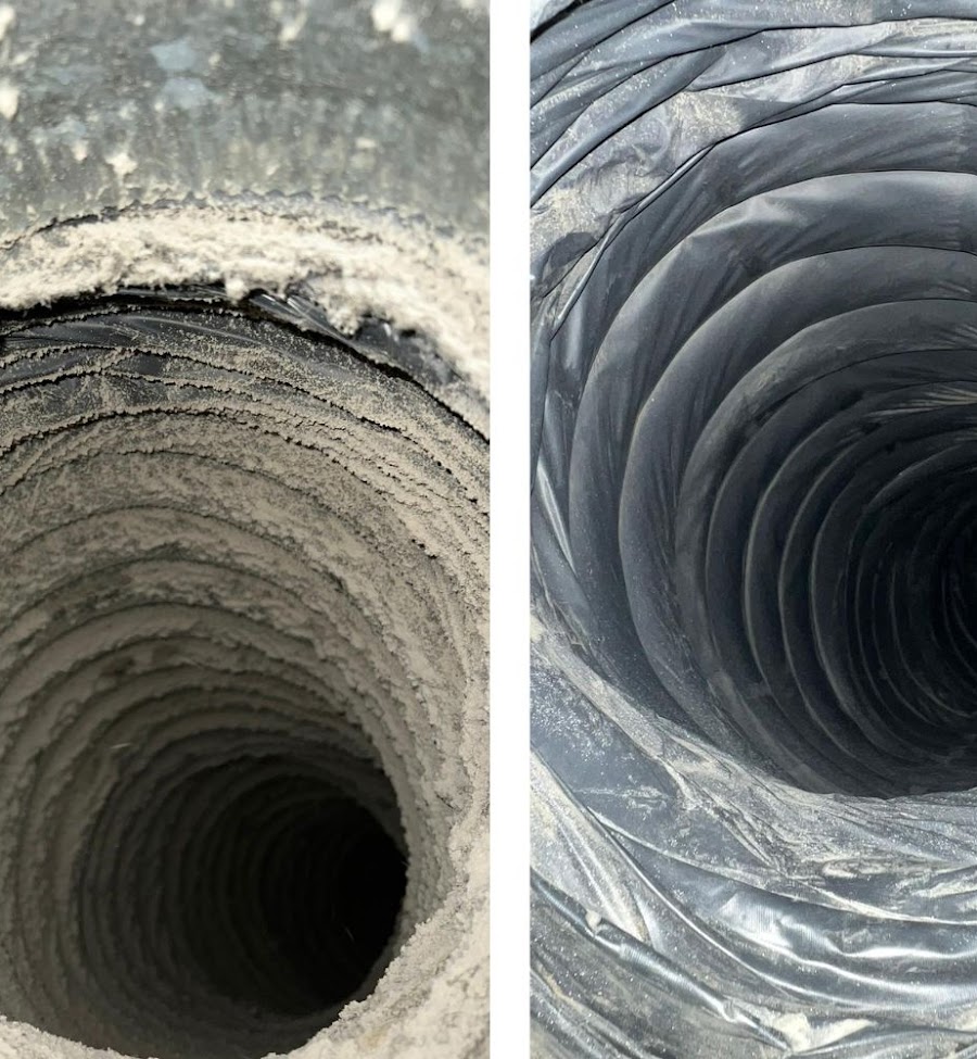 Air duct cleaning before and after comparison