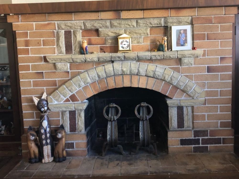 Stone fireplace - before service