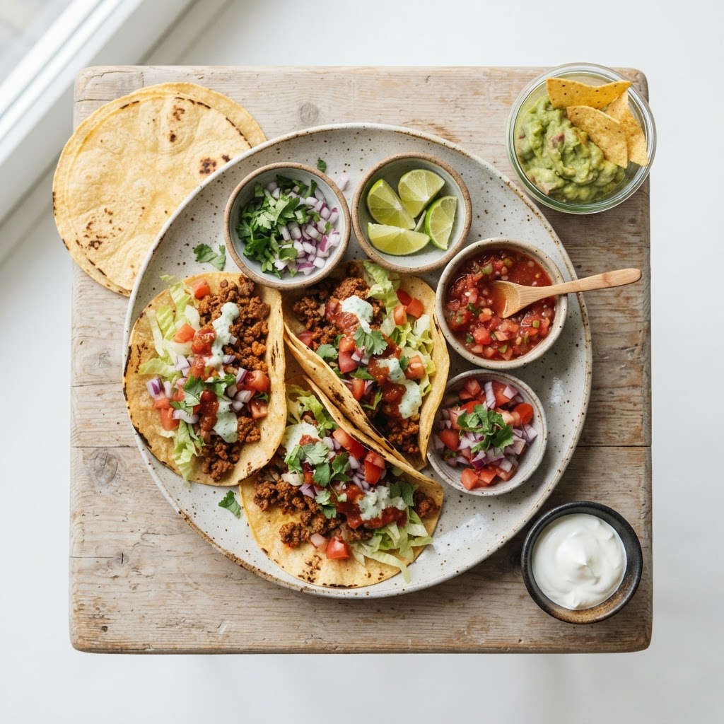 Oksekød tacos med grønt